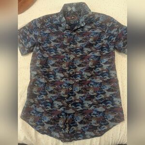 Robert Graham Men's Multi-Colored Camouflage Short Sleeve Shirt